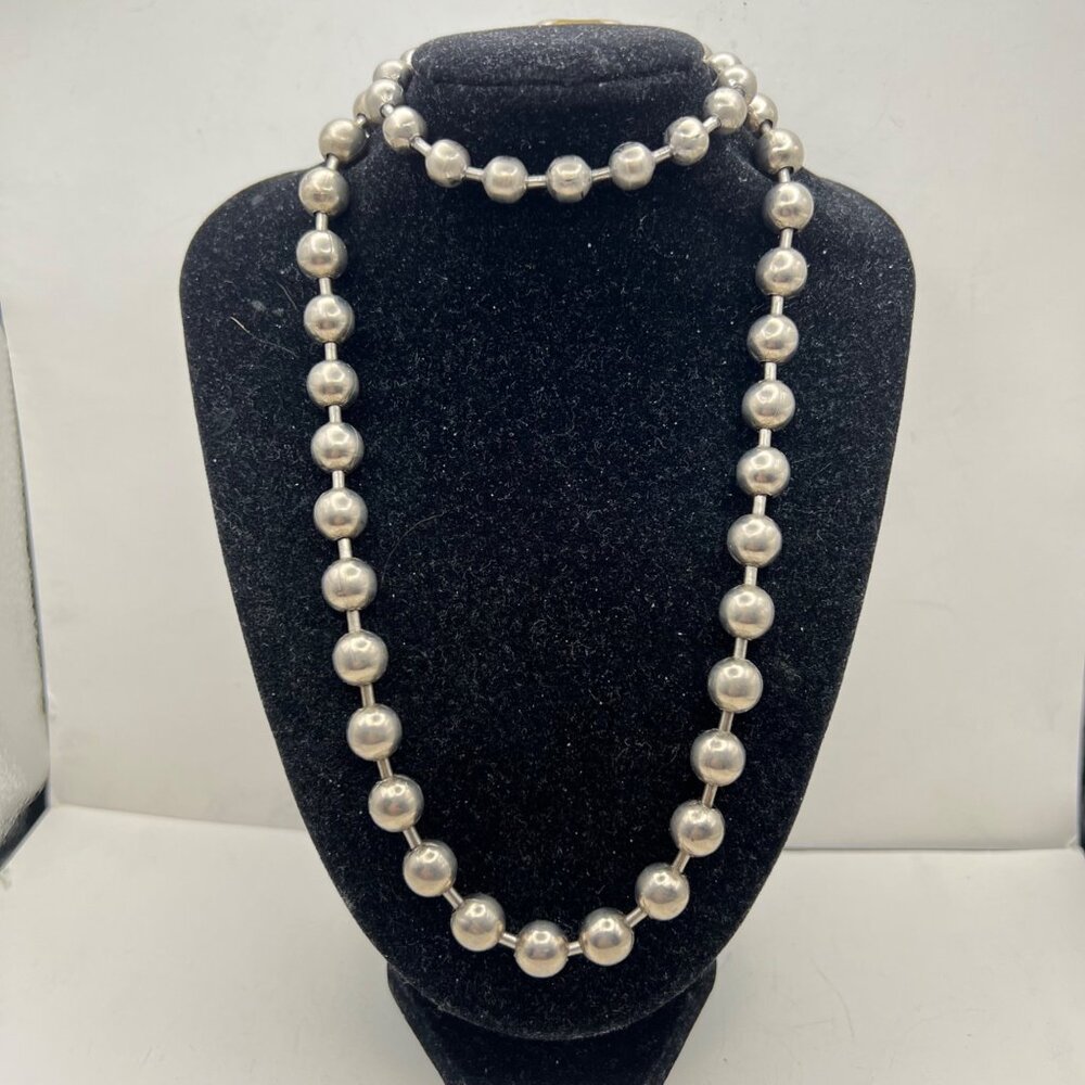 Bold Industrial Steel Ball Chain Necklace Bracelet Set 18.5" 8.5"  85.49g Unisex